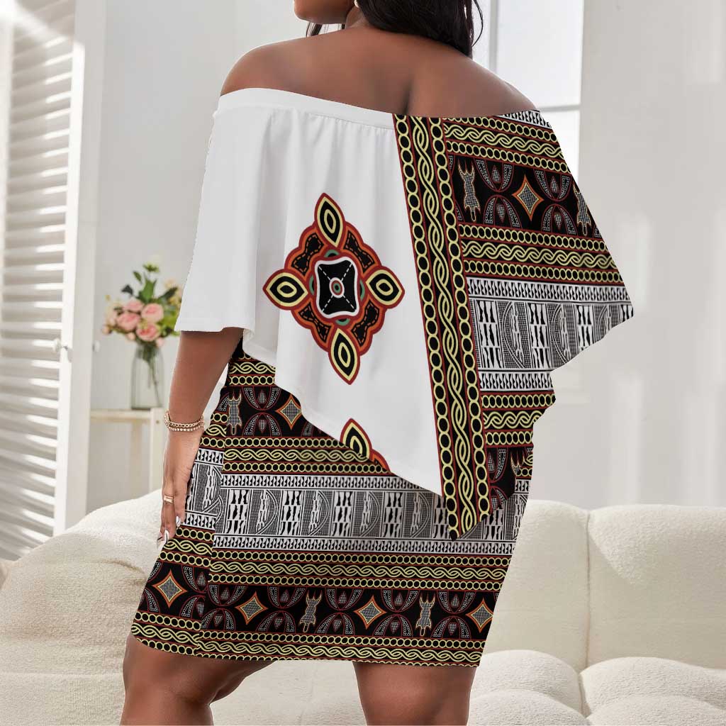 Cameroon Ndop Atoghu Inspired Off Shoulder Short Dress