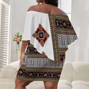 Cameroon Ndop Atoghu Inspired Off Shoulder Short Dress