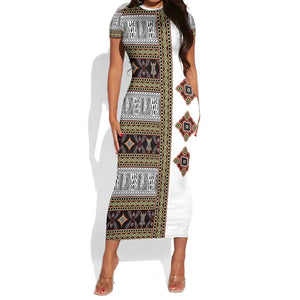 Cameroon Ndop Atoghu Inspired Short Sleeve Bodycon Dress