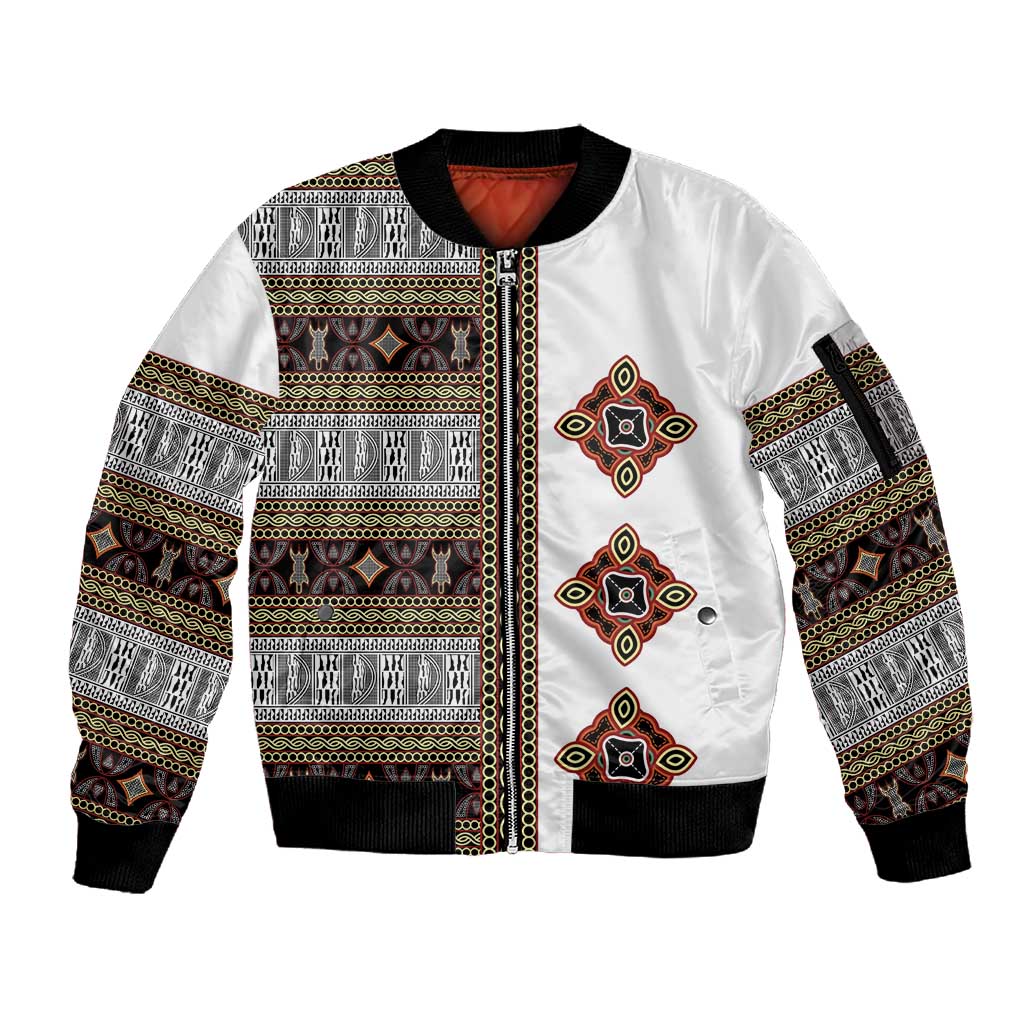 Cameroon Ndop Atoghu Inspired Sleeve Zip Bomber Jacket