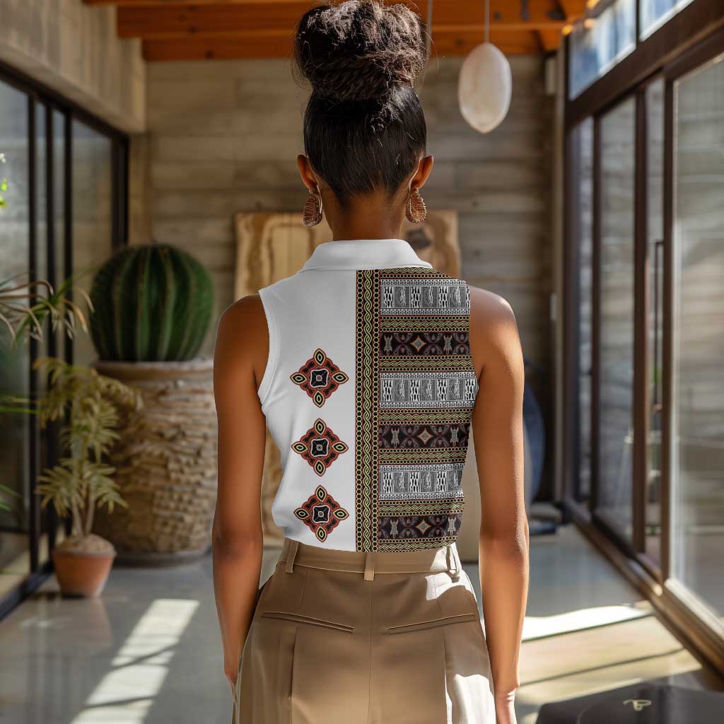 Cameroon Ndop Atoghu Inspired Women Sleeveless Polo Shirt