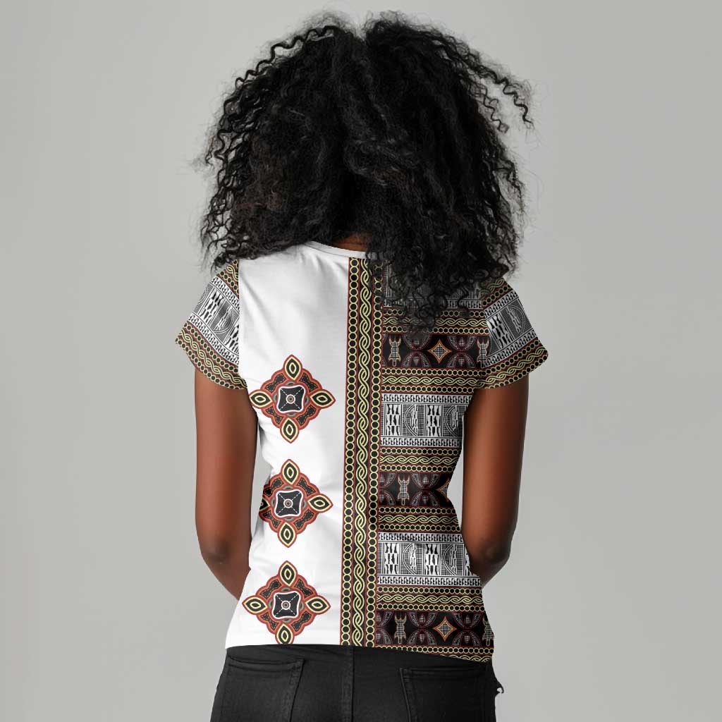 Cameroon Ndop Atoghu Inspired Women V-Neck T-Shirt