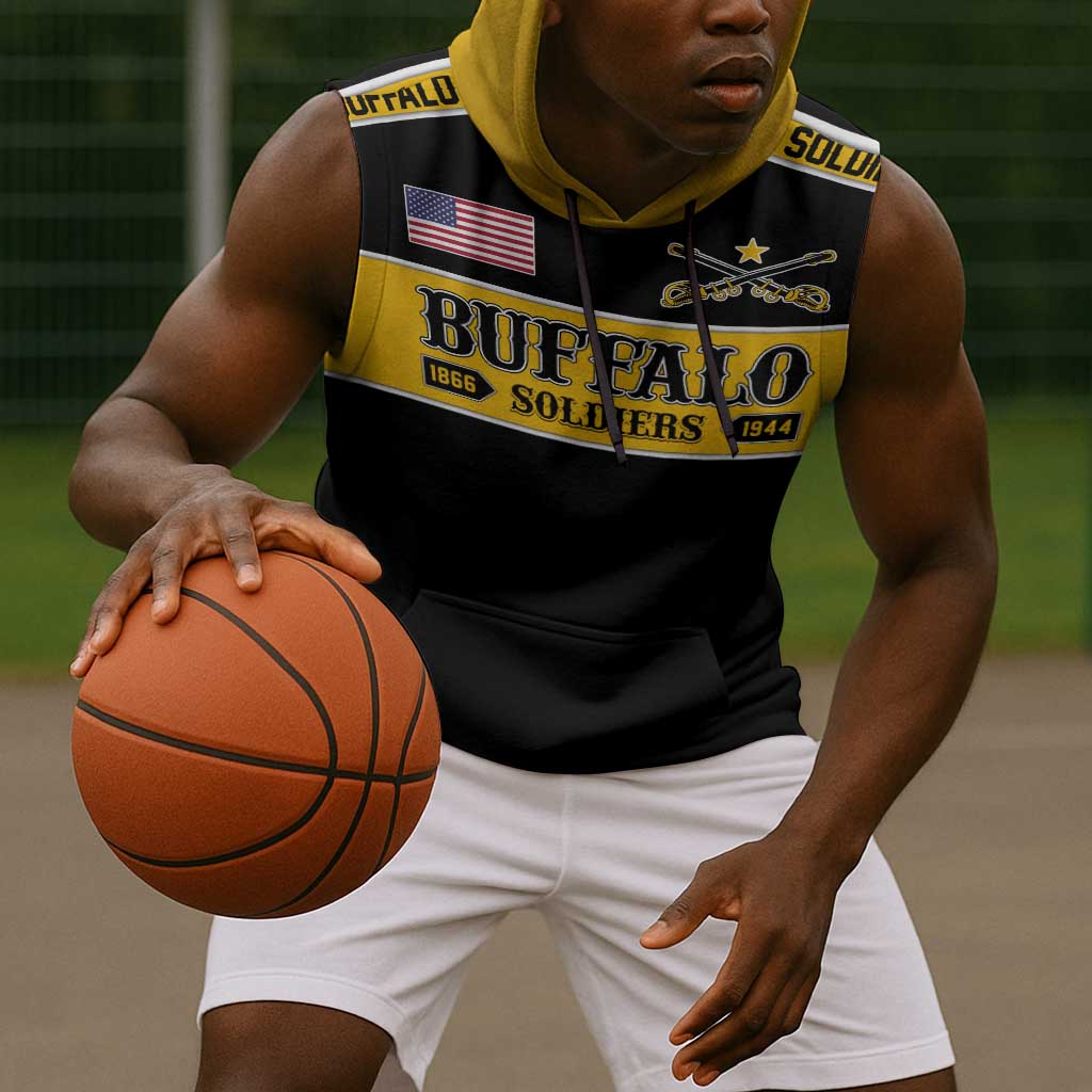 Personalised Buffalo Soldiers Sleeveless Hoodie History of Heroes - African Pride