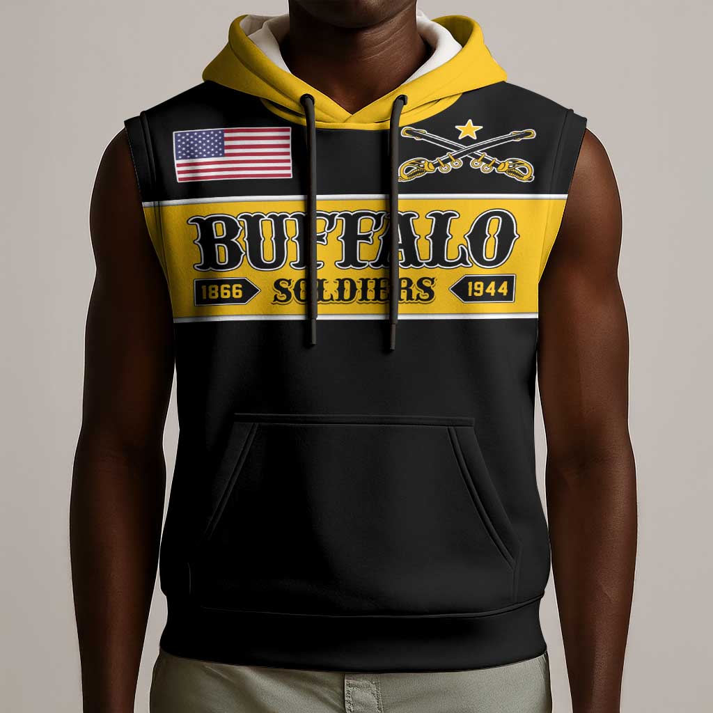 Personalised Buffalo Soldiers Sleeveless Hoodie History of Heroes - African Pride