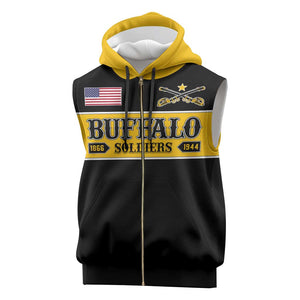 Personalised Buffalo Soldiers Sleeveless Zip Hoodie History of Heroes - African Pride