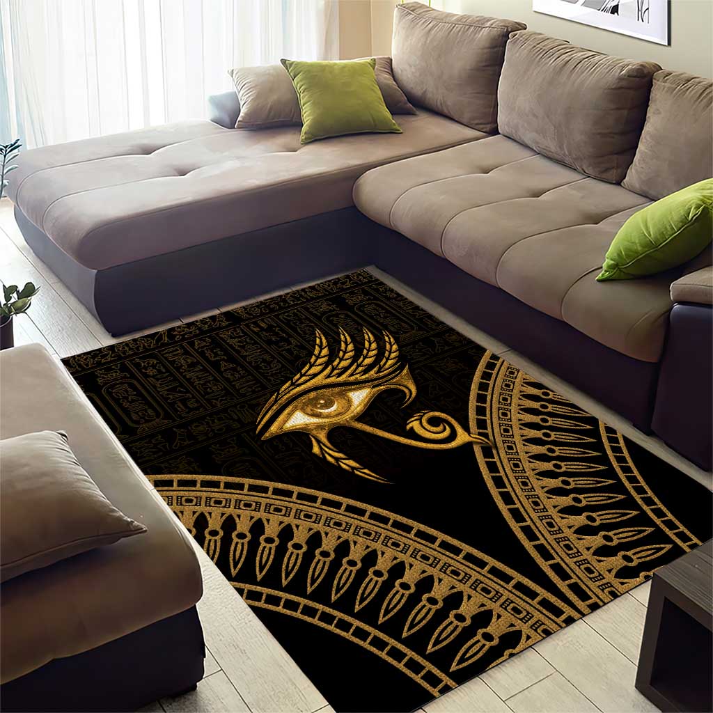 Ancient Egypt Gold Intricate Area Rug Eye of Horus