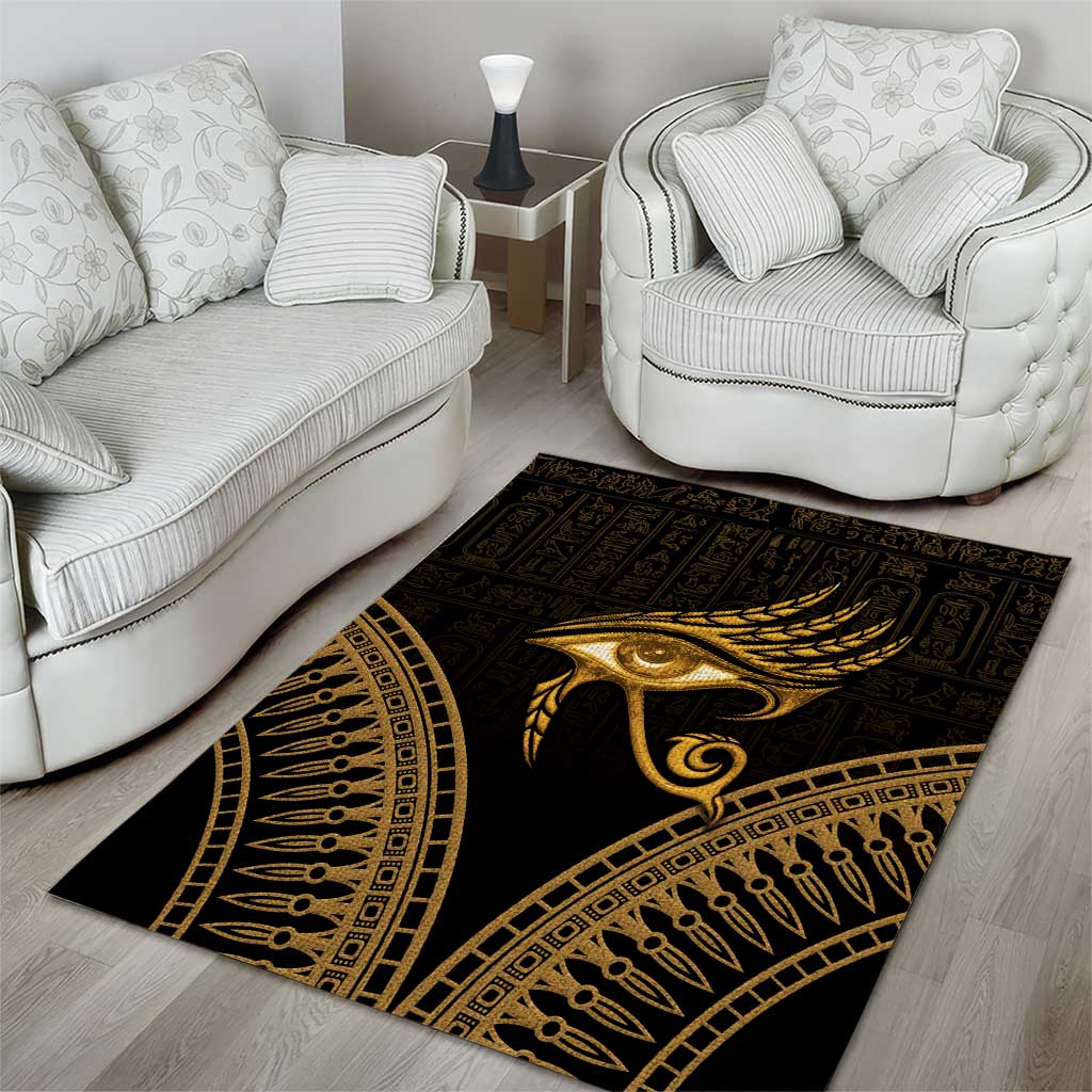 Ancient Egypt Gold Intricate Area Rug Eye of Horus