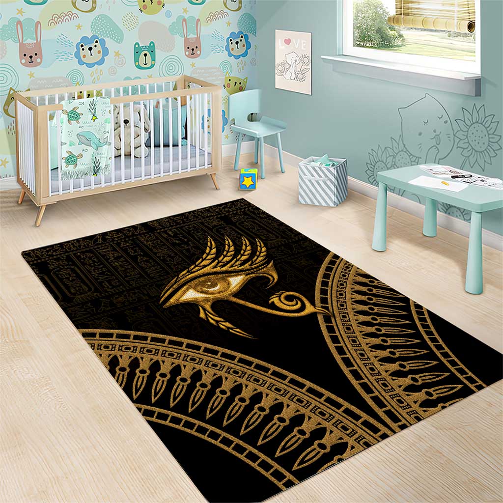 Ancient Egypt Gold Intricate Area Rug Eye of Horus