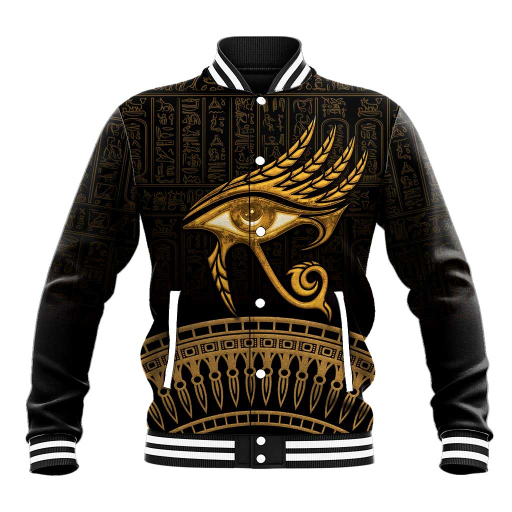 Ancient Egypt Gold Intricate Baseball Jacket Eye of Horus
