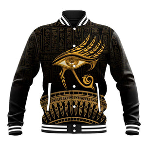 Ancient Egypt Gold Intricate Baseball Jacket Eye of Horus