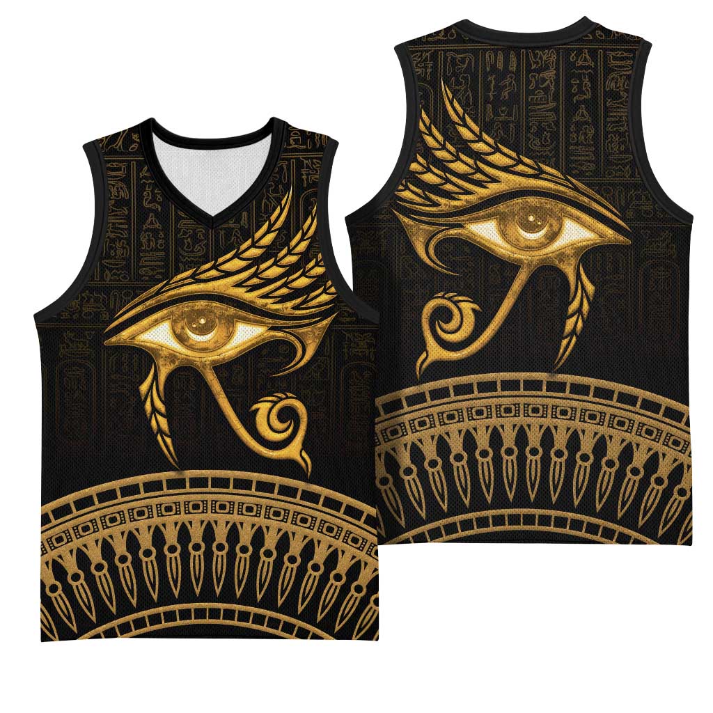 Ancient Egypt Gold Intricate Basketball Jersey Eye of Horus - African Pride
