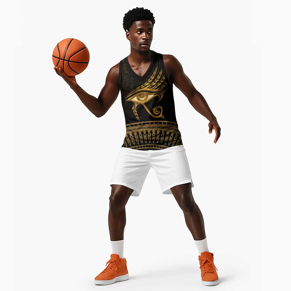 Ancient Egypt Gold Intricate Basketball Jersey Eye of Horus - African Pride