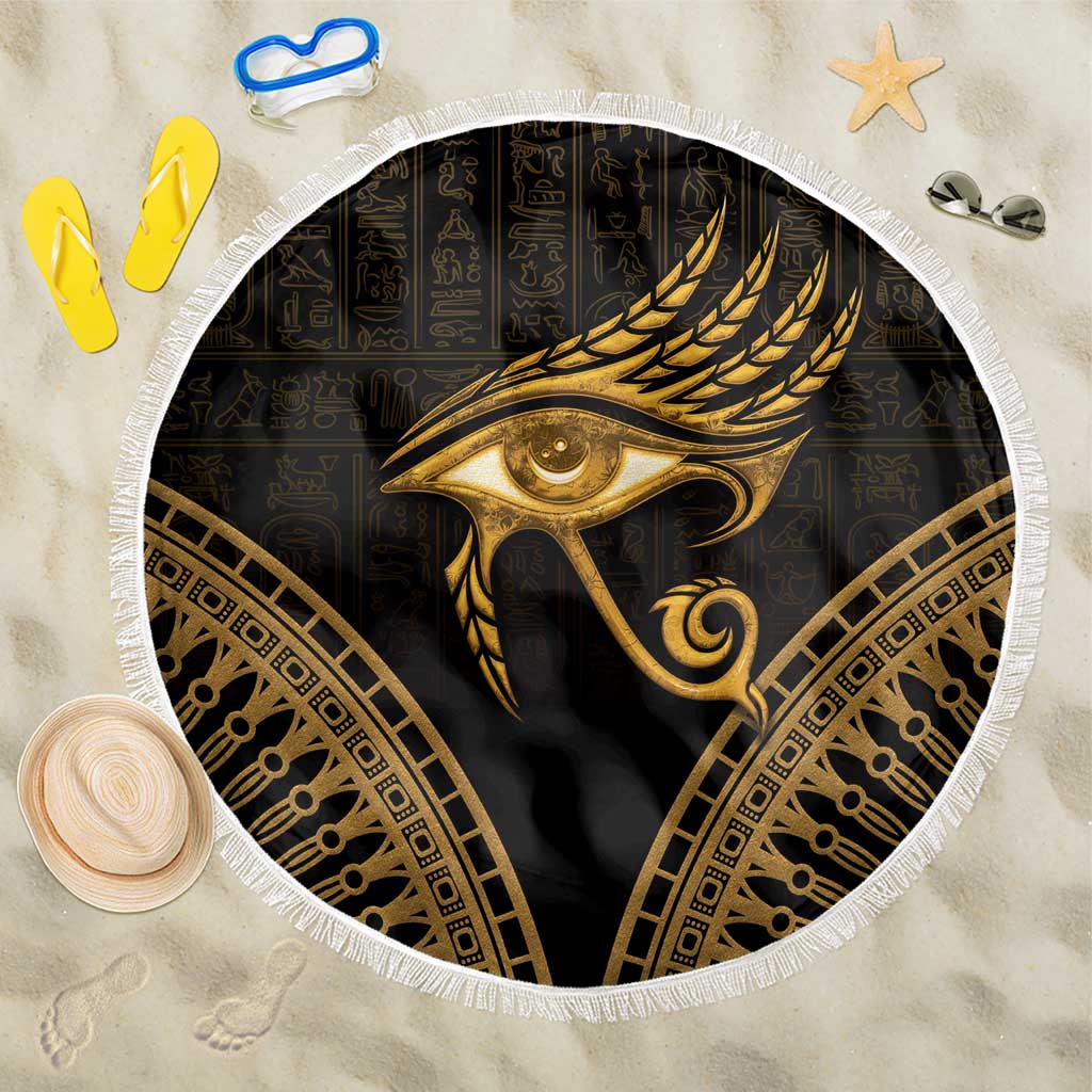 Ancient Egypt Gold Intricate Beach Blanket Eye of Horus