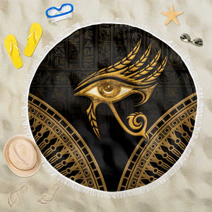 Ancient Egypt Gold Intricate Beach Blanket Eye of Horus