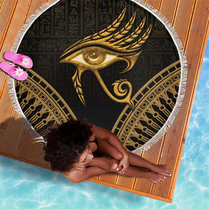 Ancient Egypt Gold Intricate Beach Blanket Eye of Horus