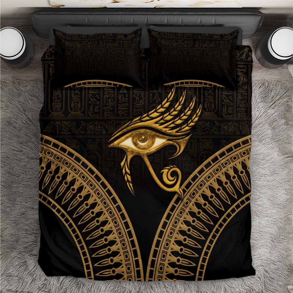 Ancient Egypt Gold Intricate Bedding Set Eye of Horus