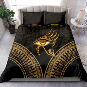 Ancient Egypt Gold Intricate Bedding Set Eye of Horus