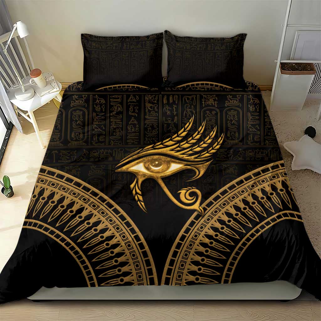 Ancient Egypt Gold Intricate Bedding Set Eye of Horus