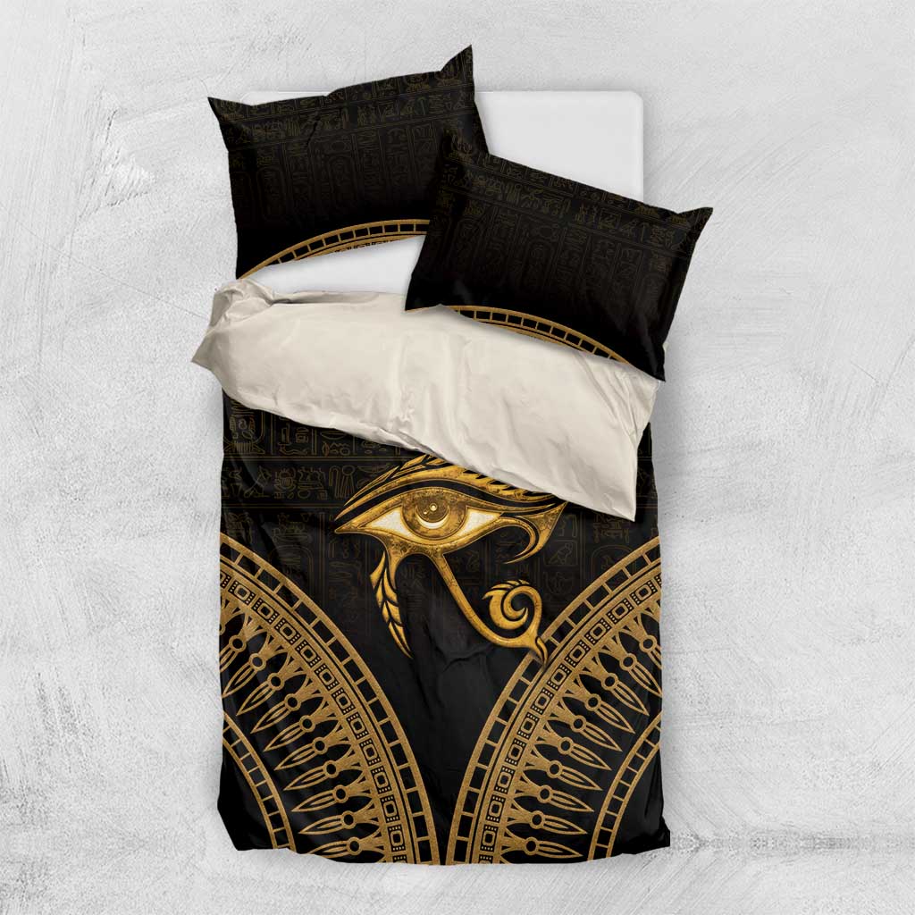 Ancient Egypt Gold Intricate Bedding Set Eye of Horus