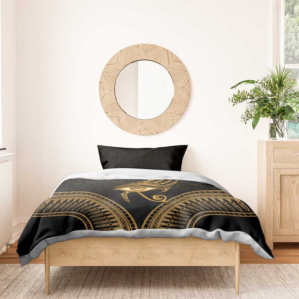 Ancient Egypt Gold Intricate Bedding Set Eye of Horus
