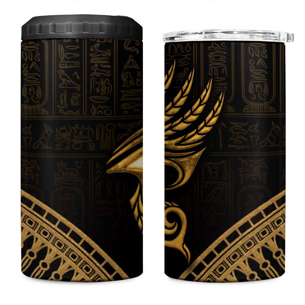 Ancient Egypt Gold Intricate 4 in 1 Can Cooler Tumbler Eye of Horus