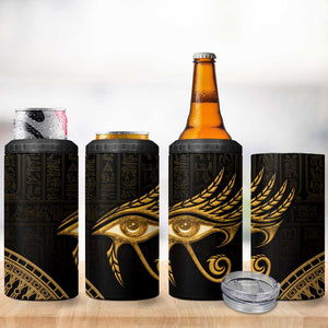 Ancient Egypt Gold Intricate 4 in 1 Can Cooler Tumbler Eye of Horus