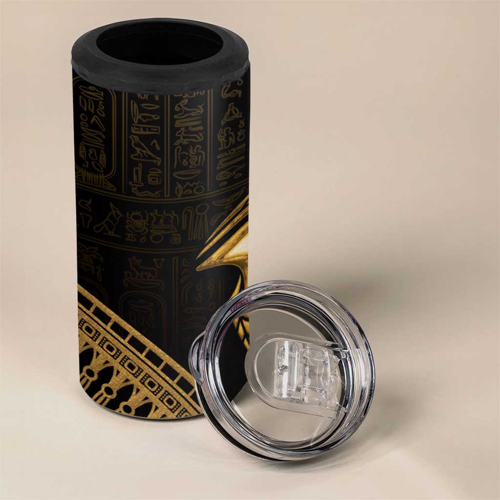 Ancient Egypt Gold Intricate 4 in 1 Can Cooler Tumbler Eye of Horus