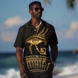 Ancient Egypt Gold Intricate Hawaiian Shirt Eye of Horus