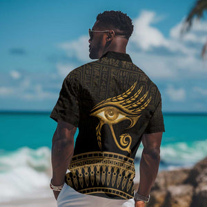 Ancient Egypt Gold Intricate Hawaiian Shirt Eye of Horus