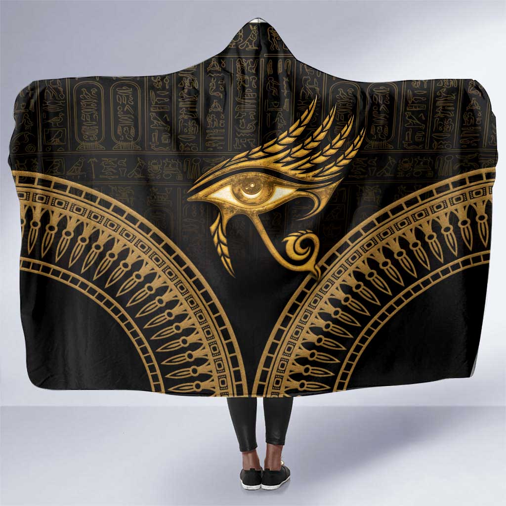 Ancient Egypt Gold Intricate Hooded Blanket Eye of Horus
