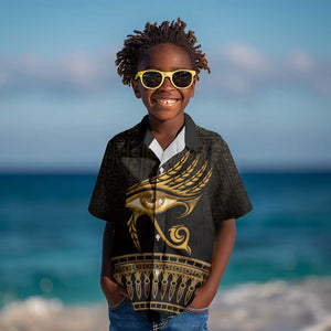 Ancient Egypt Gold Intricate Kid Hawaiian Shirt Eye of Horus