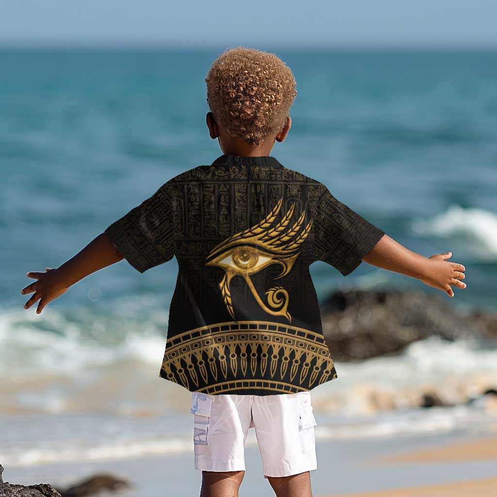 Ancient Egypt Gold Intricate Kid Hawaiian Shirt Eye of Horus