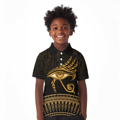 Ancient Egypt Gold Intricate Kid Polo Shirt Eye of Horus
