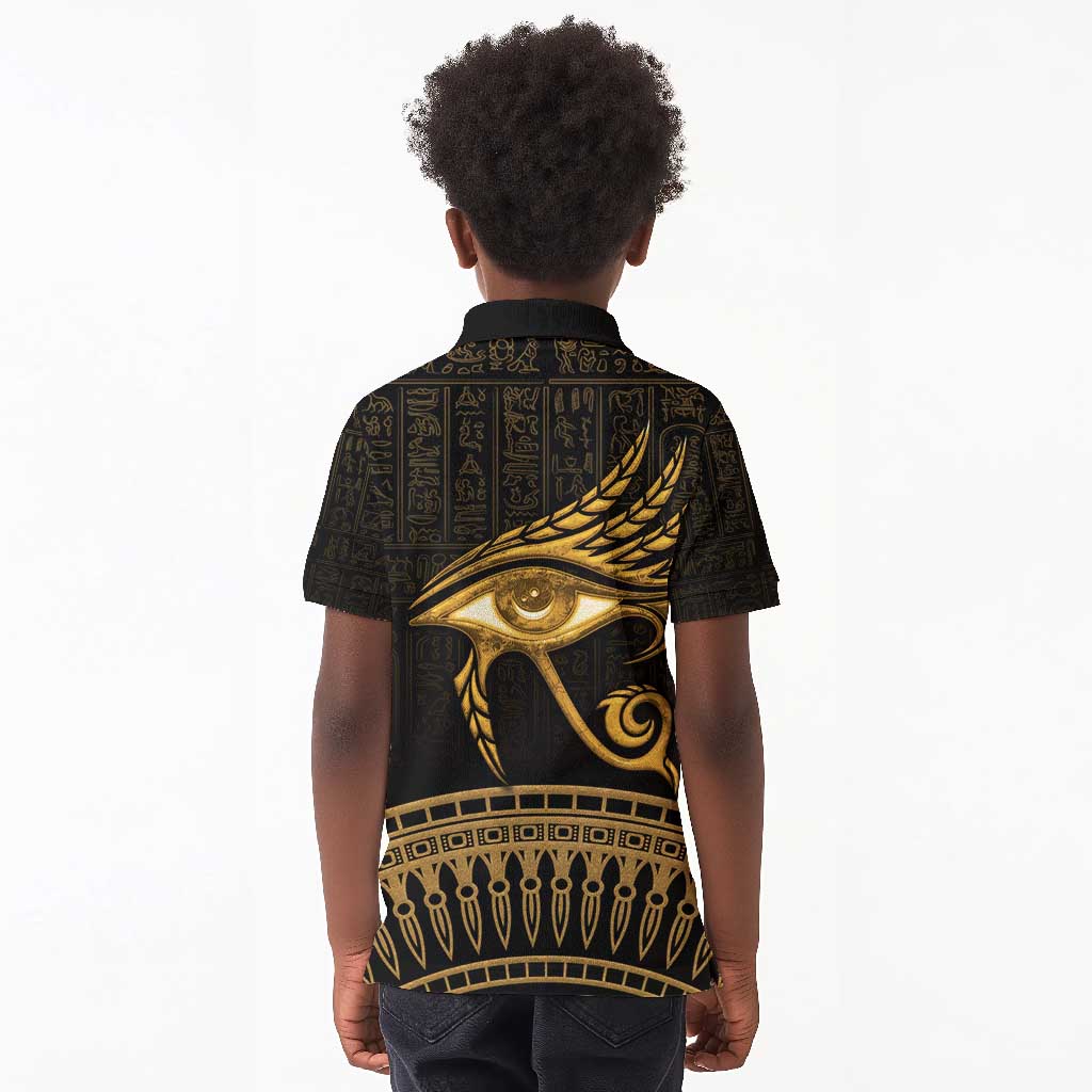 Ancient Egypt Gold Intricate Kid Polo Shirt Eye of Horus