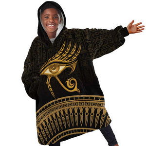 Ancient Egypt Gold Intricate Kid Wearable Blanket Hoodie Eye of Horus