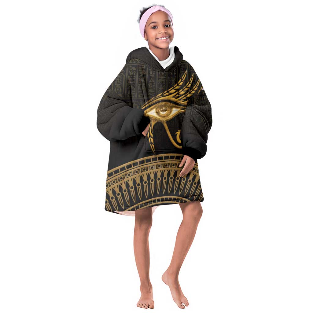 Ancient Egypt Gold Intricate Kid Wearable Blanket Hoodie Eye of Horus