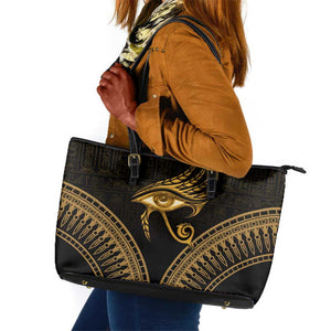 Ancient Egypt Gold Intricate Leather Tote Bag Eye of Horus