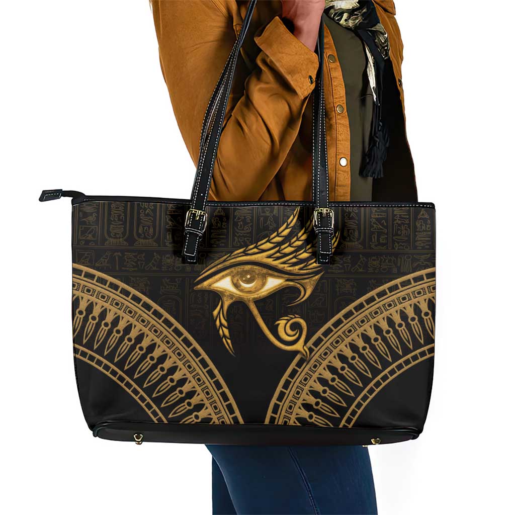 Ancient Egypt Gold Intricate Leather Tote Bag Eye of Horus