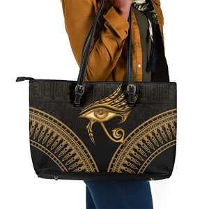 Ancient Egypt Gold Intricate Leather Tote Bag Eye of Horus