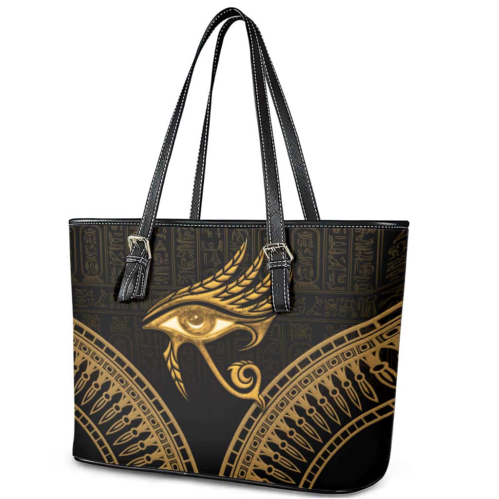 Ancient Egypt Gold Intricate Leather Tote Bag Eye of Horus