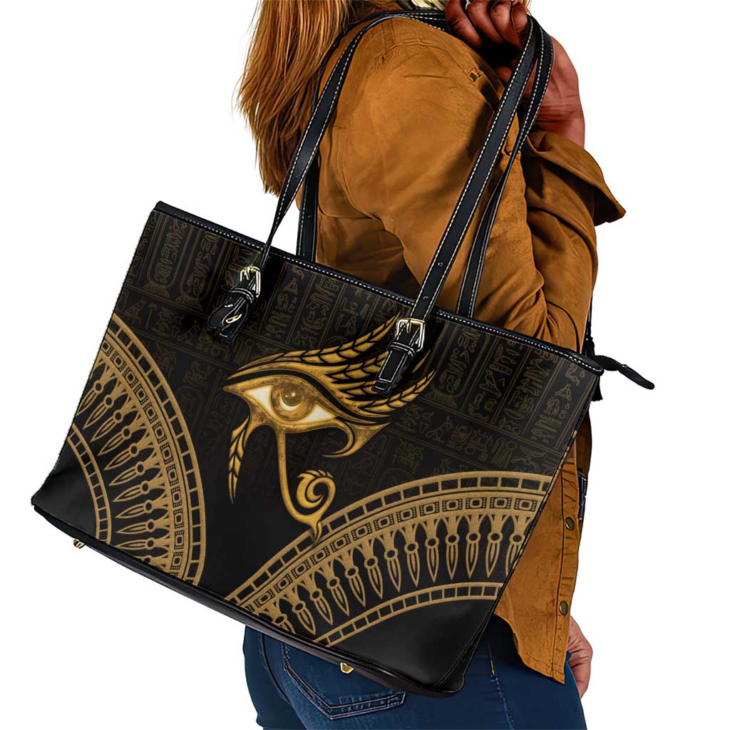 Ancient Egypt Gold Intricate Leather Tote Bag Eye of Horus