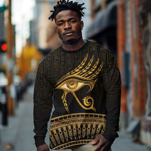Ancient Egypt Gold Intricate Long Sleeve Shirt Eye of Horus