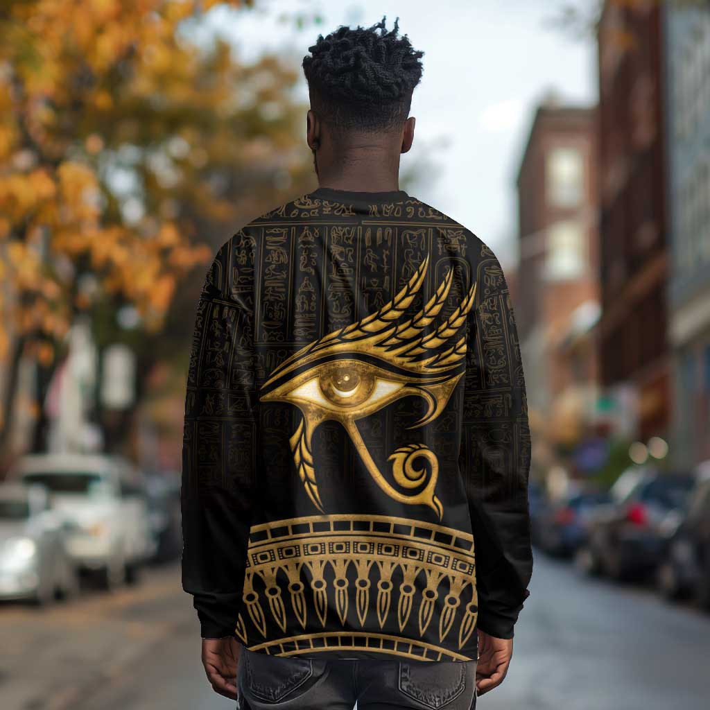 Ancient Egypt Gold Intricate Long Sleeve Shirt Eye of Horus