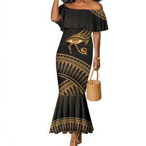 Ancient Egypt Gold Intricate Mermaid Dress Eye of Horus