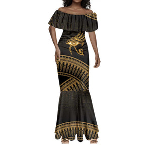 Ancient Egypt Gold Intricate Mermaid Dress Eye of Horus