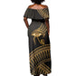 Ancient Egypt Gold Intricate Off Shoulder Maxi Dress Eye of Horus