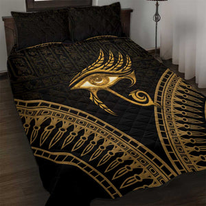 Ancient Egypt Gold Intricate Quilt Bed Set Eye of Horus