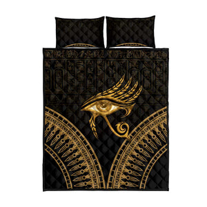 Ancient Egypt Gold Intricate Quilt Bed Set Eye of Horus