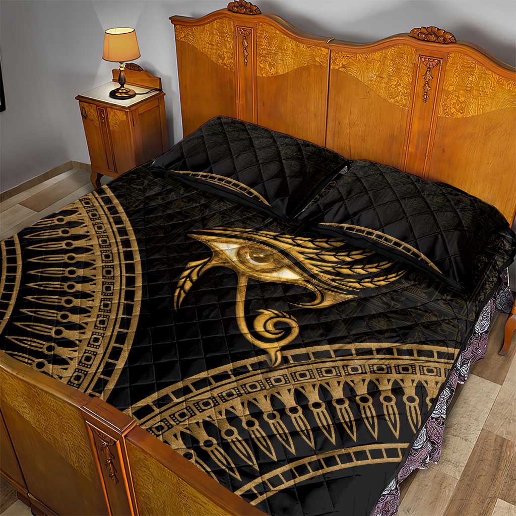 Ancient Egypt Gold Intricate Quilt Bed Set Eye of Horus