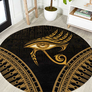Ancient Egypt Gold Intricate Round Carpet Eye of Horus